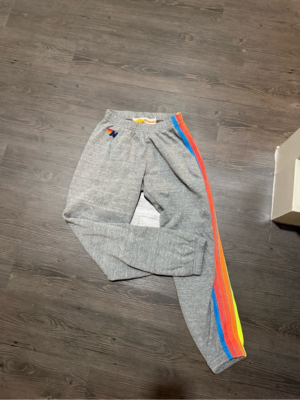 Aviator Nation Gray Sweatpants with Rainbow Side Stripes